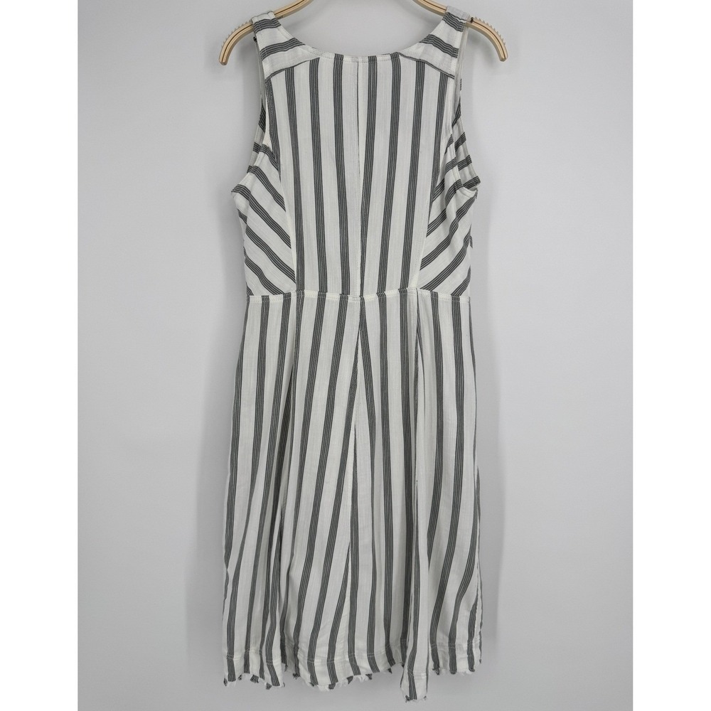 Maeve Anthropologie Striped Dress 12 Button Front Sleeveless Pockets Midi Casual - Picture 5 of 9